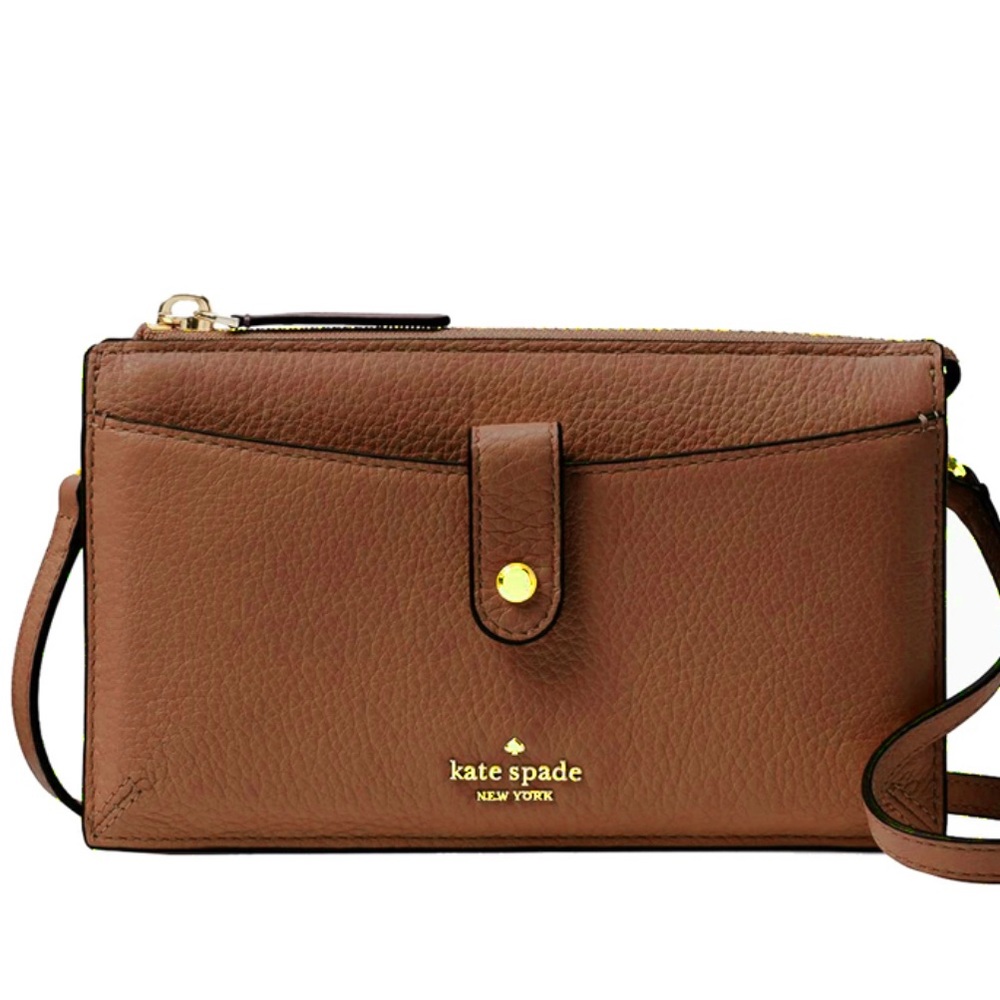 Kate spade brown pebble leather crossbody wallet gently used!